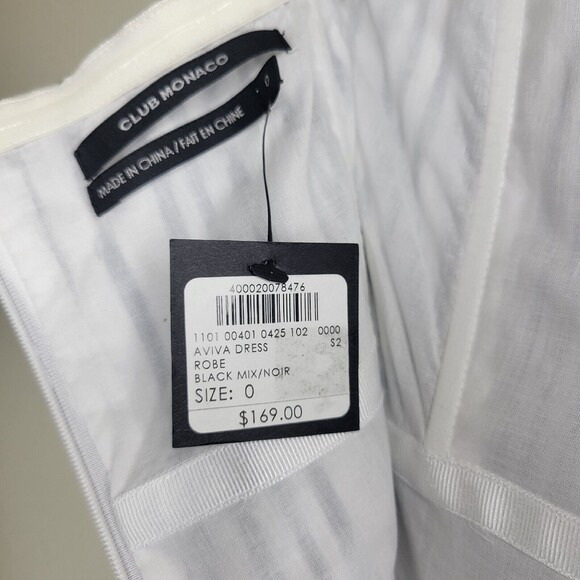 Club Monaco Striped Knee Length Dress Black White Women’s Size 0 Fit And Flare - Picture 5 of 16